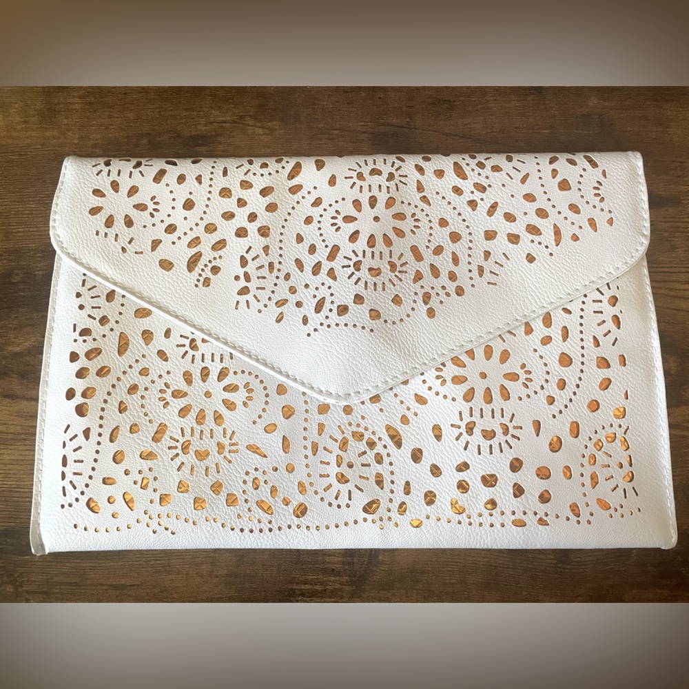 White Floral Cutout Shoulder Bag